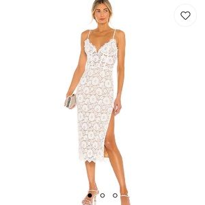 Brand New (never worn) V. Chapman Giselle White Nude Lace Corset Midi Dress